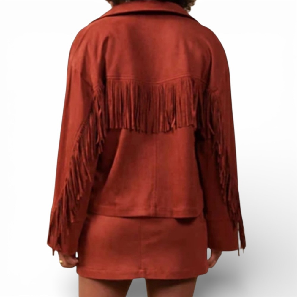Skies are Blue Faux Suede Fringed Western Jacket
